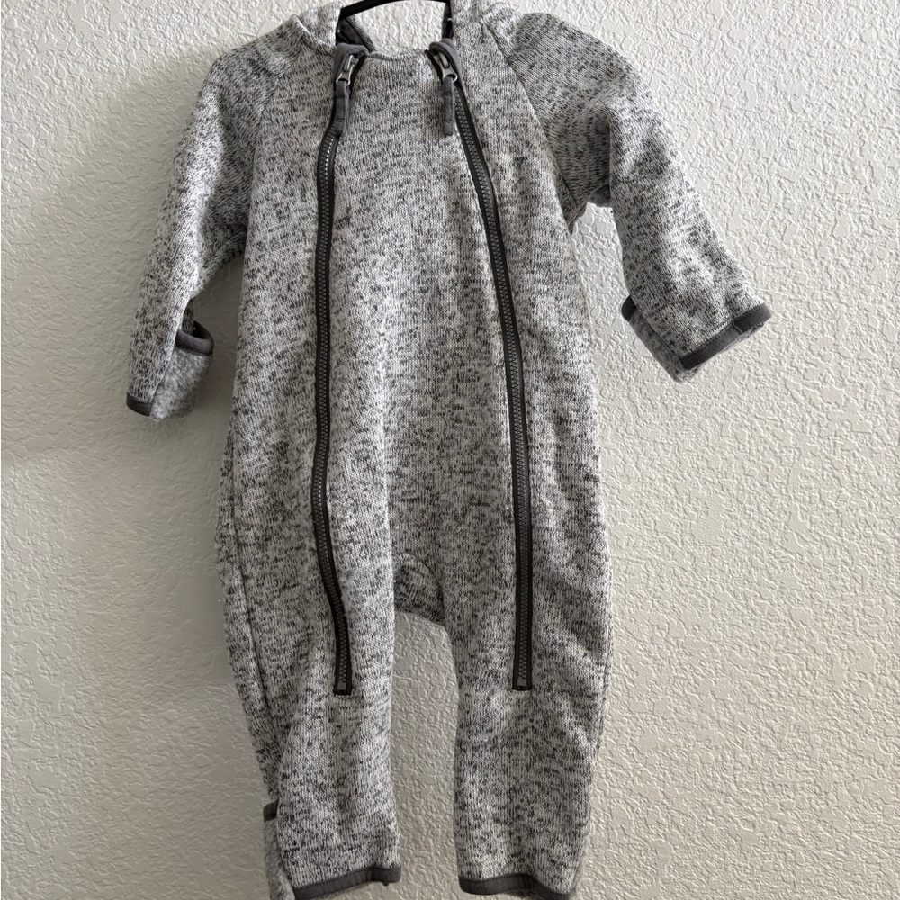 Gray Marled Kids One-Piece Romper with Dual Zippers